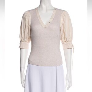 Ulla Johnson Top - beige - V-neck three quarter sleeve top